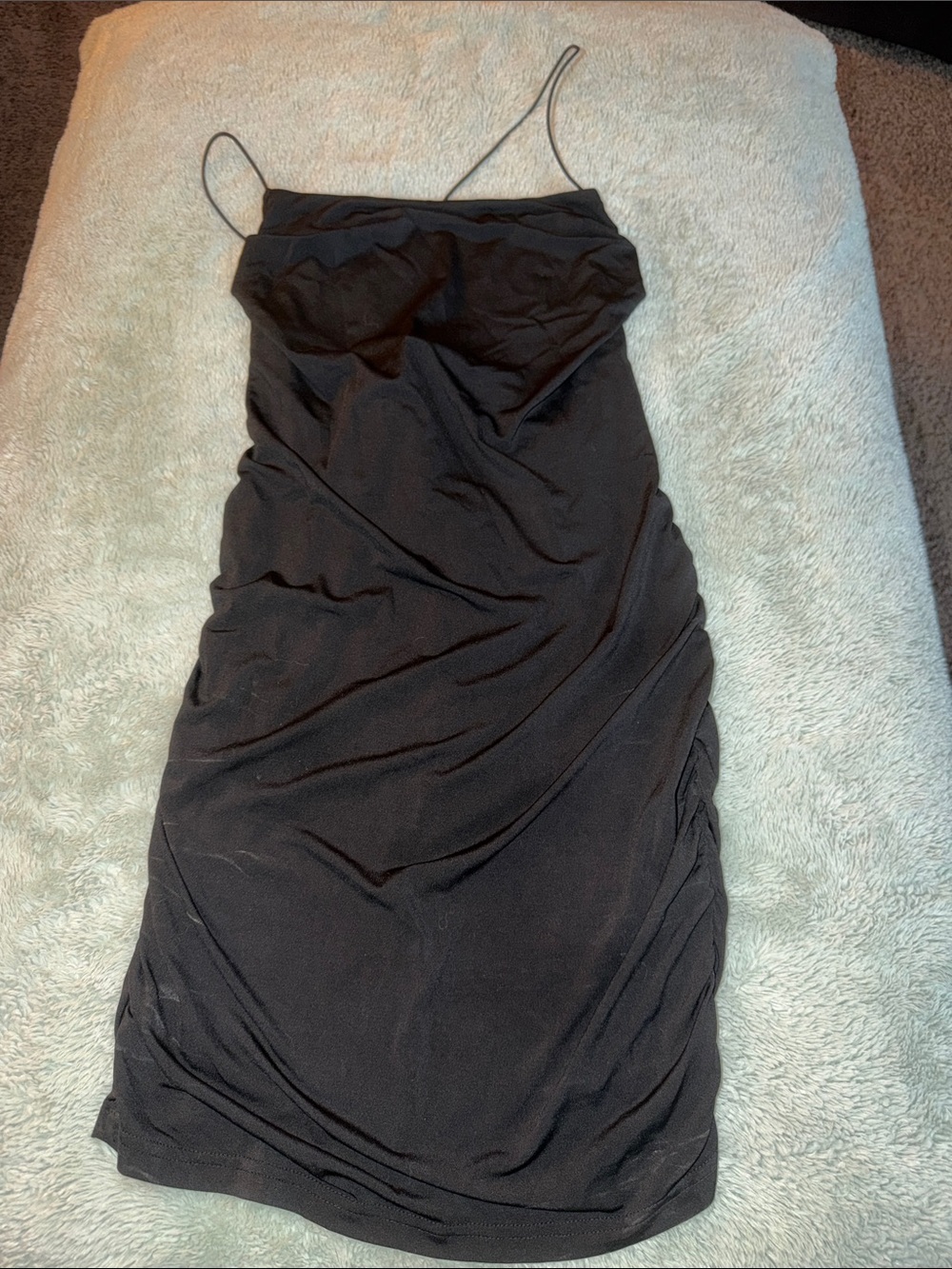 Sleek Black Mini Slip Dress with Spaghetti Straps